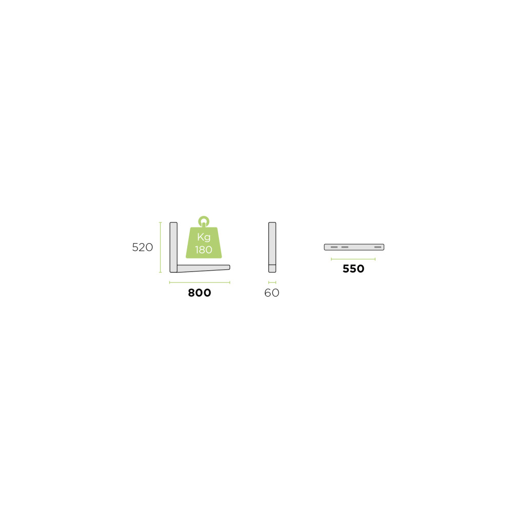 EQUERRES MS404 180KG L800 mm SANS ACCESSOIRES, LA PAIRE